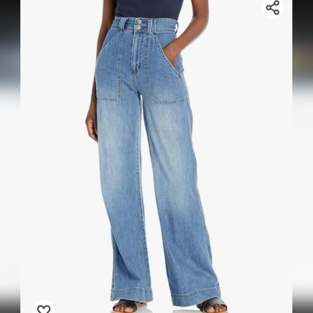 JOIE USSA Jeans WIDE LEG HIGH WAIST INDIGO BLUE size 14